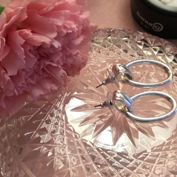 $8 ea. or 3/$15. Shiny Silvetone Door Knocker Earrings - Picture 3 of 7